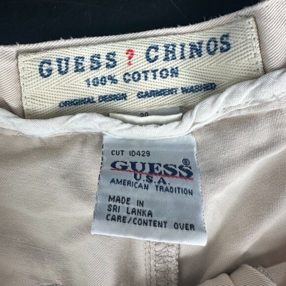 VTG Guess Tan Shorts Women's 30'' Waist Y2K Beige Chino Shorts 100 Cotton USA - Picture 3 of 8